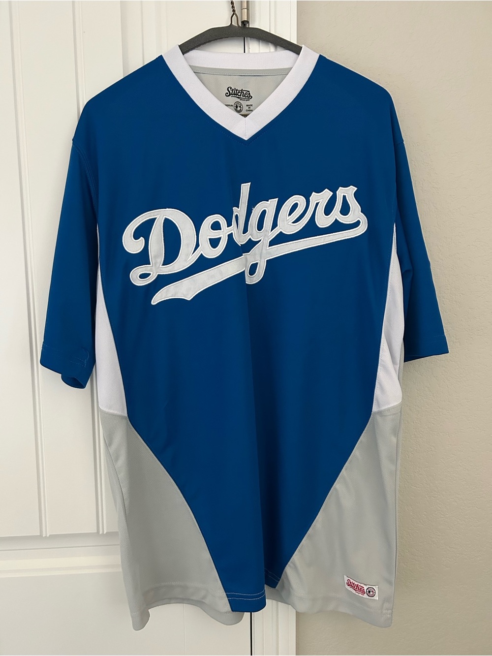 Stitches Dodgers Blue and White Baseball Jersey